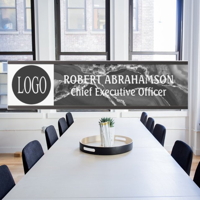 Placa De Porta Black Marble Your Logo Office Doa Sinal (Criador carregado)