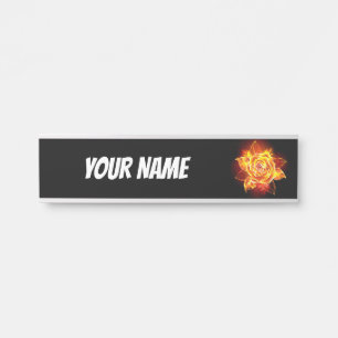 Placa De Porta Blooming Fire Rosa