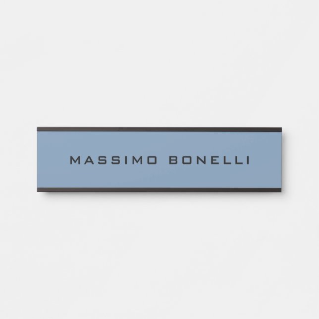 Placa De Porta Blue Grey Minimalist Plain Legible Modern (Frente)