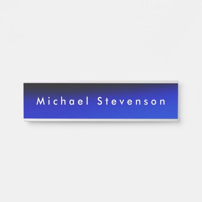 Placa De Porta Blue Trendy Modern Professional (Frente)