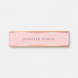 Placa De Porta Blush Rosa e Elegante Nome Casa em Dourado Rosa
