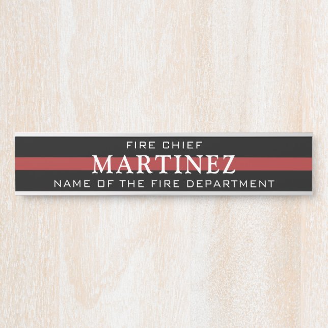 Placa De Porta Bombeiro Personalizado - Thin Red Fire (Frente)