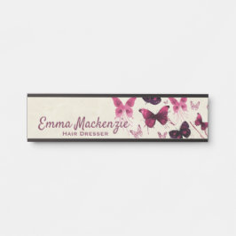 Placa De Porta Borboletas Roxo Sinal de Porta do Escritório