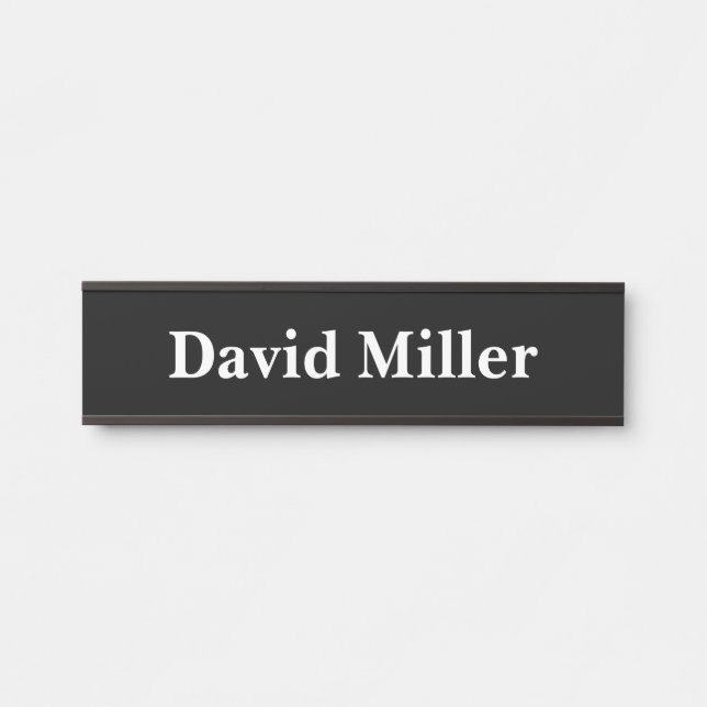 Placa De Porta Branco personalizado no preto (Frente)