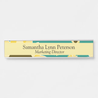 Placa De Porta Bright Sunflowers on Green