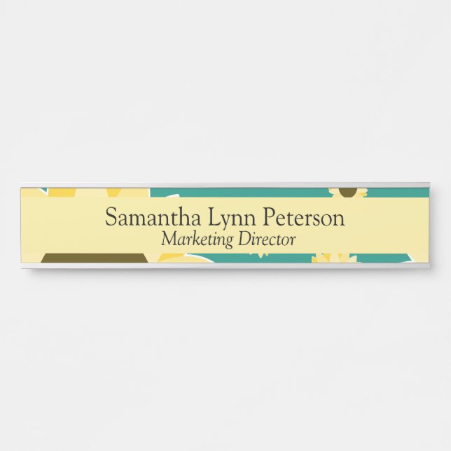 Placa De Porta Bright Sunflowers on Green (Frente)