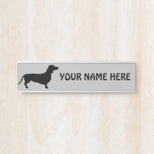 Placa De Porta Cabelo Curto Dachshund - Silhouette 1