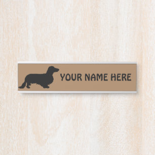 Placa De Porta Cabelo Longo Dachshund - Silhouette 1