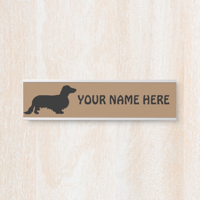 Placa De Porta Cabelo Longo Dachshund - Silhouette 1 (Frente)