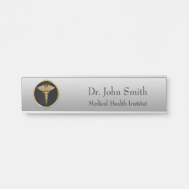 Placa De Porta Caduceus médico profissional Dourado - sinal da