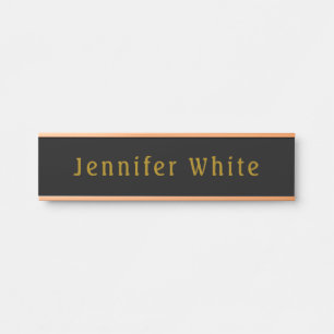 Placa De Porta Caligrafia, Retro-Dourado e Black Name