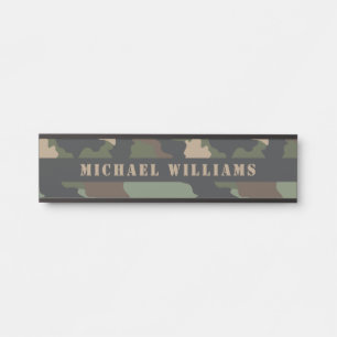 Placa De Porta Camouflage Woodland Camo Militar Khaki Tan Black