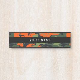 Placa De Porta Camuflagem Laranja e Verde, Militar, Exército