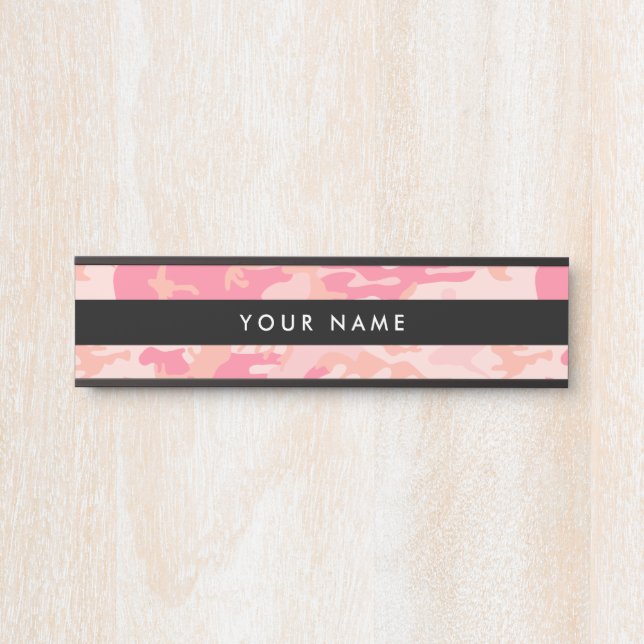 Placa De Porta Camuflagem Rosa, Militar, Exército (Frente)