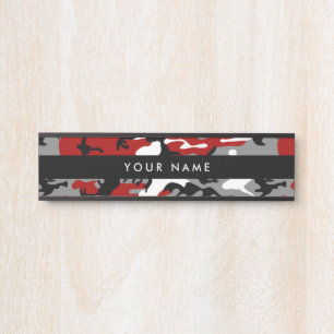 Placa De Porta Camuflagem Vermelha e Cinza, Camuflagem, Militar,