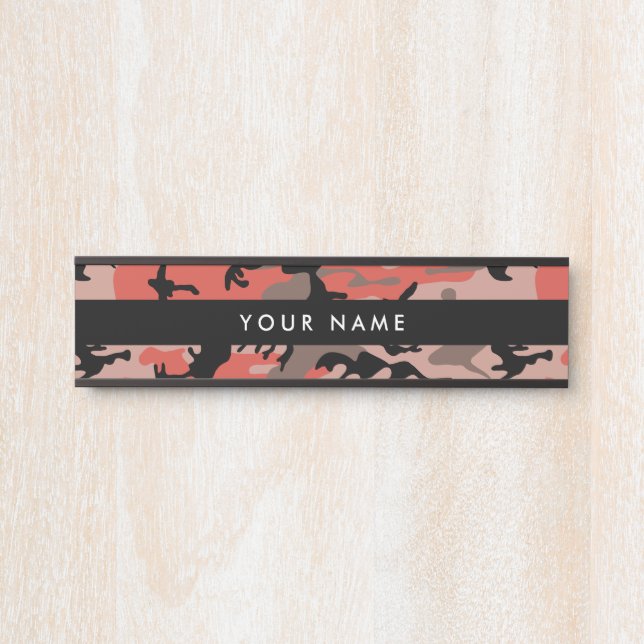 Placa De Porta Camuflagem Vermelha e Marrom, Militar, Exército (Frente)