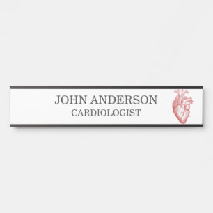 Placa De Porta Cardiologia Cardiologista Coração Anatômico Vermel