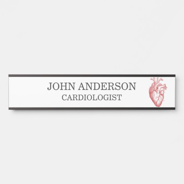 Placa De Porta Cardiologia Cardiologista Coração Anatômico Vermel (Frente)