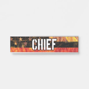 Placa De Porta Chefe de Bombeiros Bandeira