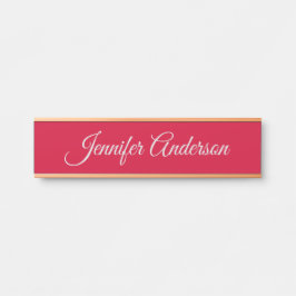 Placa De Porta Chic Calliographic Elegante Cherry Red Personaliza