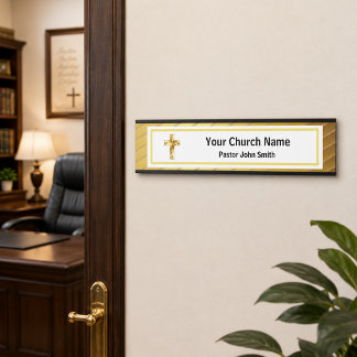 Placa De Porta Classe Pastoral da Igreja Dourado e Preto