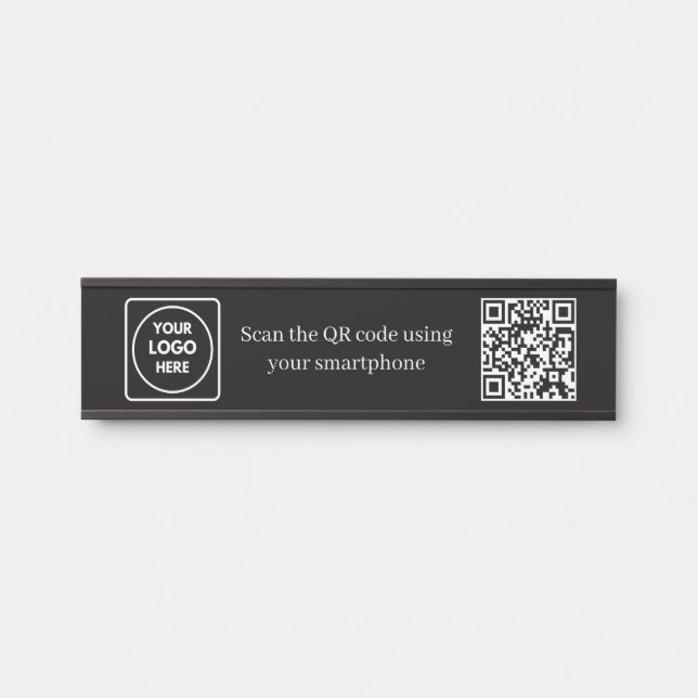 Placa De Porta Código QR Preto Personalizado | Display de Control (Frente)