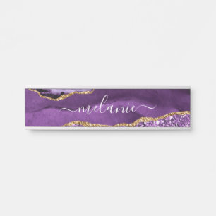 Placa de Porta com Nome Personalizado em Glitter D