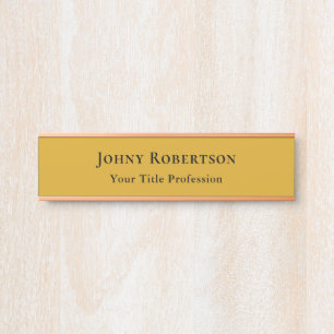 Placa De Porta Cor elegante simples profissional moderno dourado