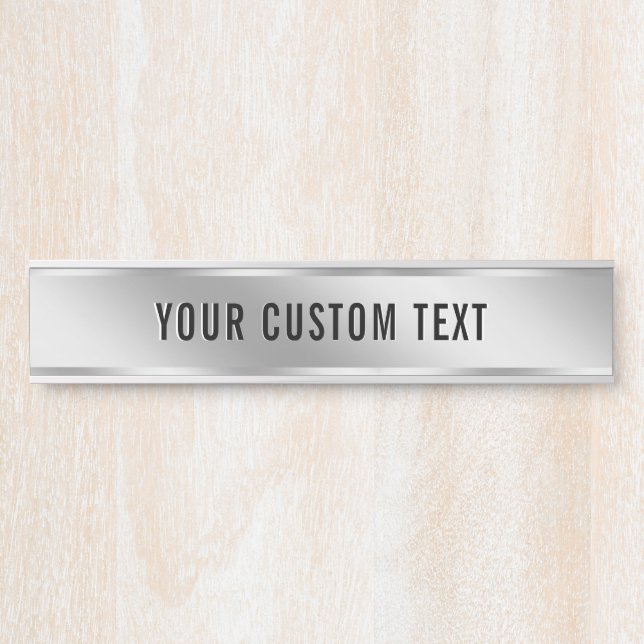 Placa De Porta Create Your Own Custom Text Silver Template House (Frente)