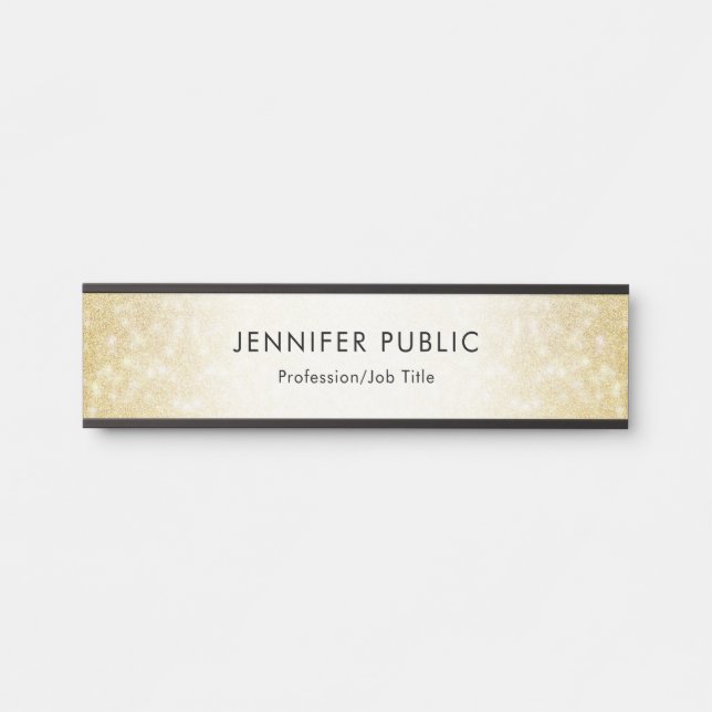 Placa De Porta Creative Dourado Glitter Modern Modelo Elegante (Frente)