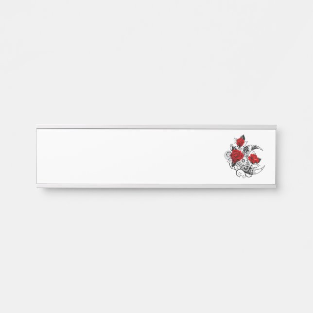 Placa De Porta Crescente Mecânico com Rosas vermelhas (Frente)