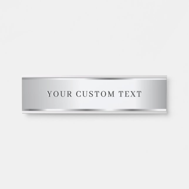 Placa De Porta Custom Template Elegant Silver School Home Office (Frente)
