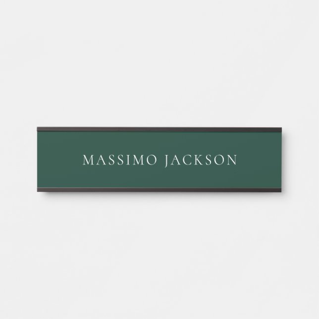 Placa De Porta Dark Green Minimalist Plain Modern Aesthetic Look (Frente)