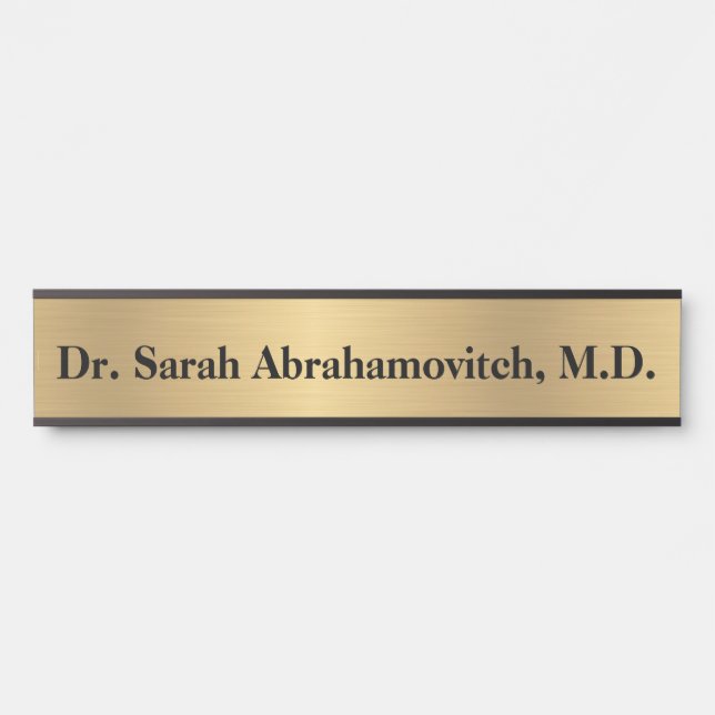 Placa de Porta de Consultório Médico Falso Dourado (Frente)