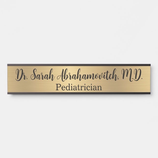 Placa de Porta de Consultório Médico Falso Dourado (Frente)