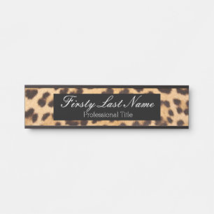 Placa de porta de escritório com estampa de leopar