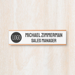 Placa de Porta de Escritório com Logotipo de Luxo
