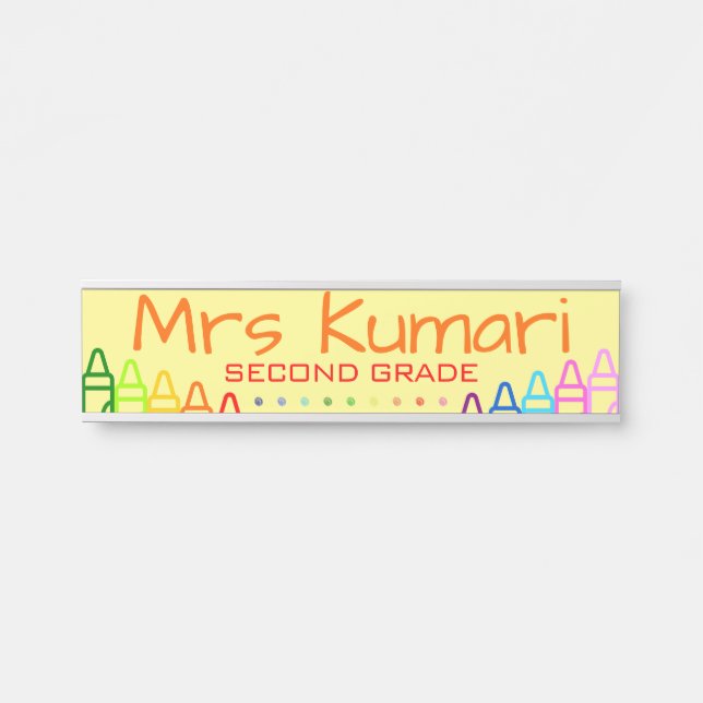 Placa De Porta Design do Professor Personalizado Crayon (Frente)