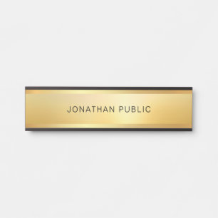 Placa De Porta Dourada aparência moderna e elegante, Modelo Glamo