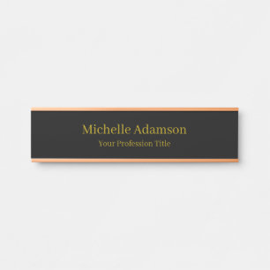 Placa De Porta Dourado e preto - simples profissional moderno