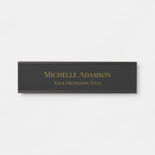 Placa De Porta Dourado e preto - simples profissional moderno