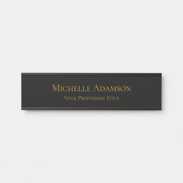 Placa De Porta Dourado e preto - simples profissional moderno (Frente)