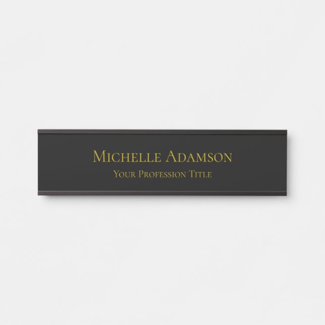 Placa De Porta Dourado e preto - simples profissional moderno (Frente)