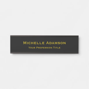 Placa De Porta Dourado e preto - simples profissional moderno