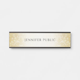 Placa De Porta Dourado Glitter Elegante Moderno Glamoroso Modelo