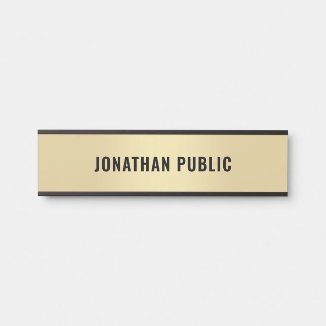 Placa De Porta Dourado visual moderno, simples Design personaliza (Frente)