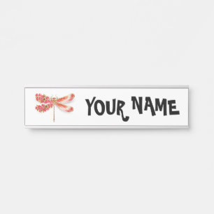 Placa De Porta Dragonfly com joalheria sakura