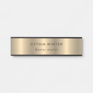 Placa De Porta Elegância Gravada Bruta Dourada Profissional
