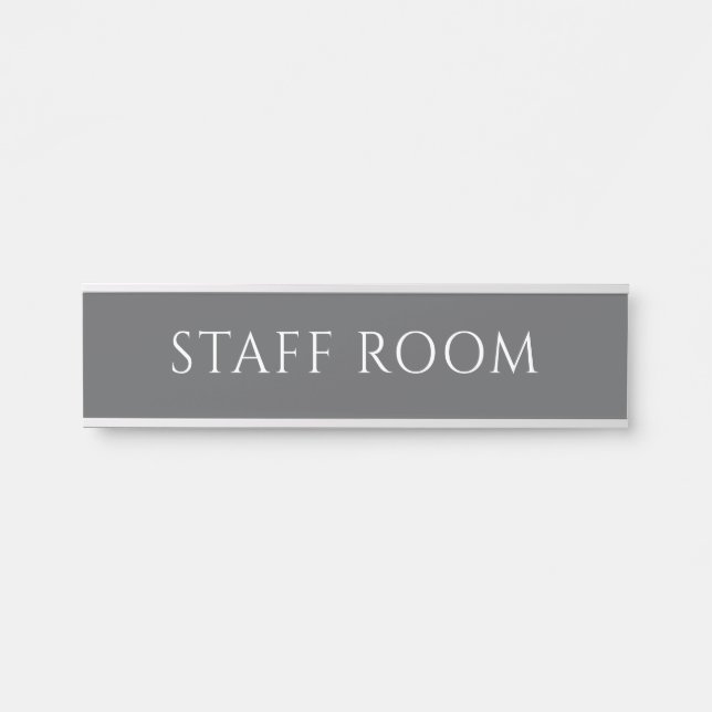 Placa De Porta Elegant Gray Staff Room Name Plate (Frente)