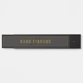 Placa De Porta Elegant Script Monogram Black & Gold